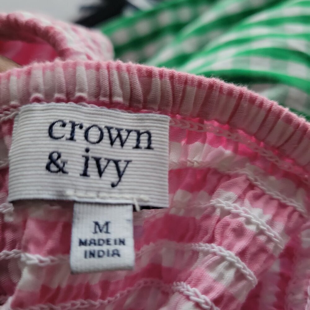 NWT- Crown & Ivy Gingham Color Block Tiered Maxi Smocked Back Dress (S: M) - Picture 3 of 15